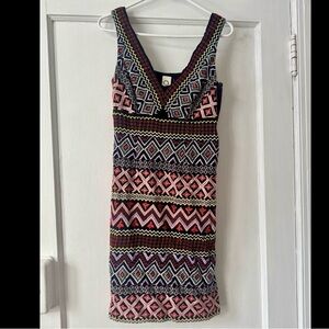 Akemi + Kin Anthtropologie Dress Size 4 Geometric Embroidered Column Sleeveless